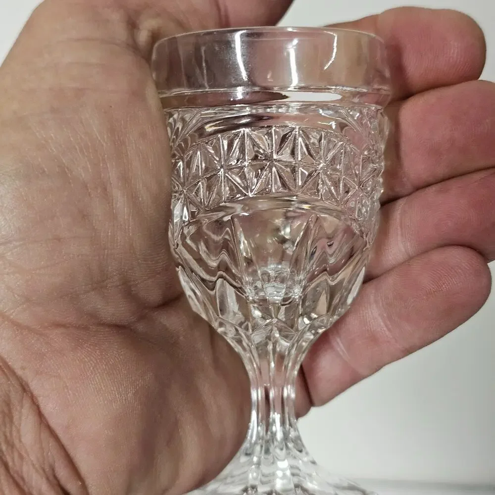 Vintage Glass Cordial Goblets Set 4 Mini Wine Liqueur 3.75